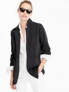 J.Crew Women’s Open Front Cardigan Sweater M Gray 100% Cotton Knit Pockets